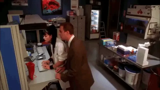 gif from NCIS showing two nerds typing on the same keyboard to thwart a hacker